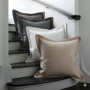 2 Dransfield & Ross Vannerie Taupe Basketweave Euro Shams